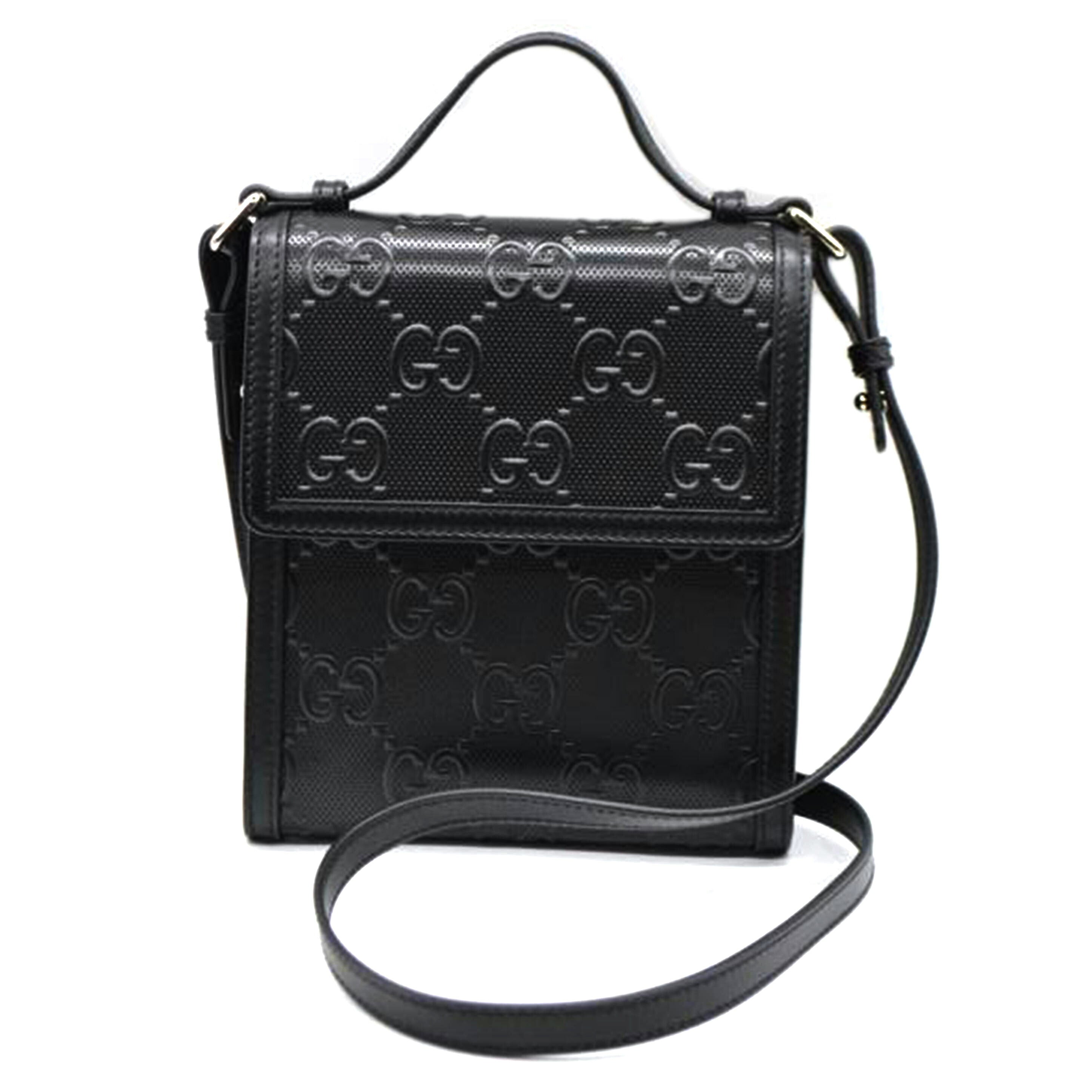 GUCCI グッチ/GGエンボスメッセンジャーバッグ/ブラック/625782//001998/Aランク/89