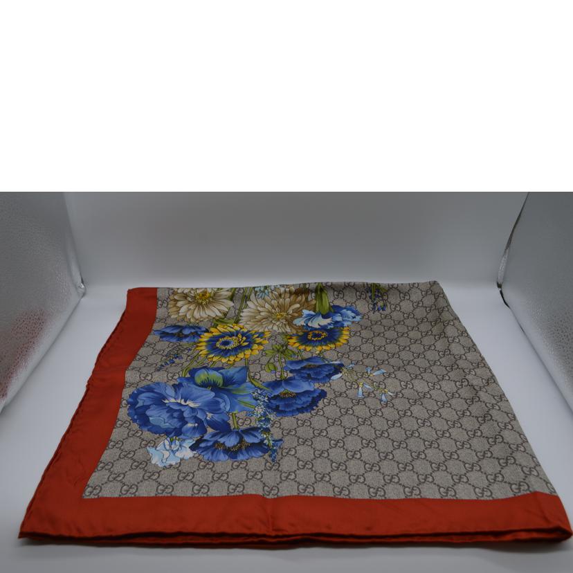 GUCCI/GGブルームスフローラルプリントシルクスカーフ//ABランク/89