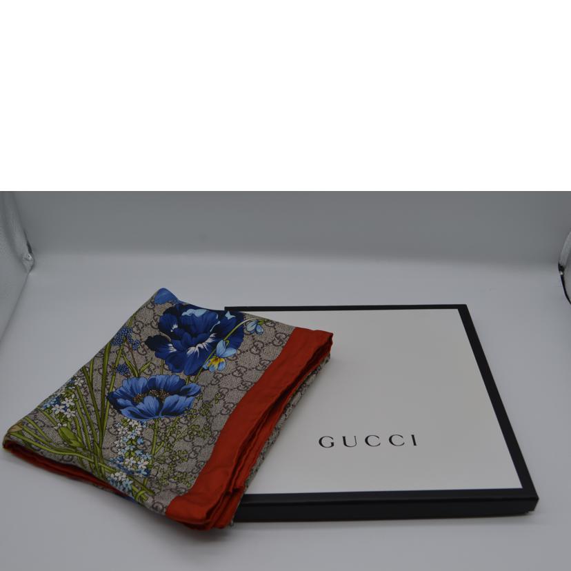 GUCCI/GGブルームスフローラルプリントシルクスカーフ//ABランク/89