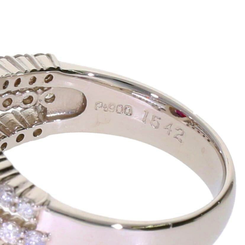 /◎ PT900ルビーダイヤリング1.542/D0.93ct ソ//Aランク/75