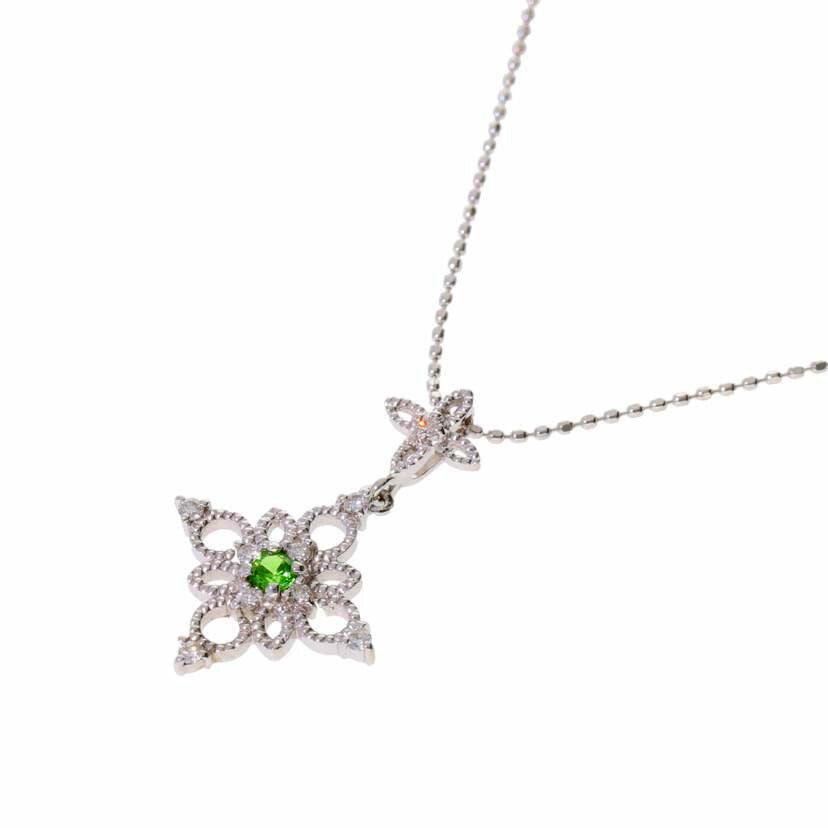 /◎ K18WGディマントイドガーネットダイヤネックレス0.07/D0.09ct//ABランク/75