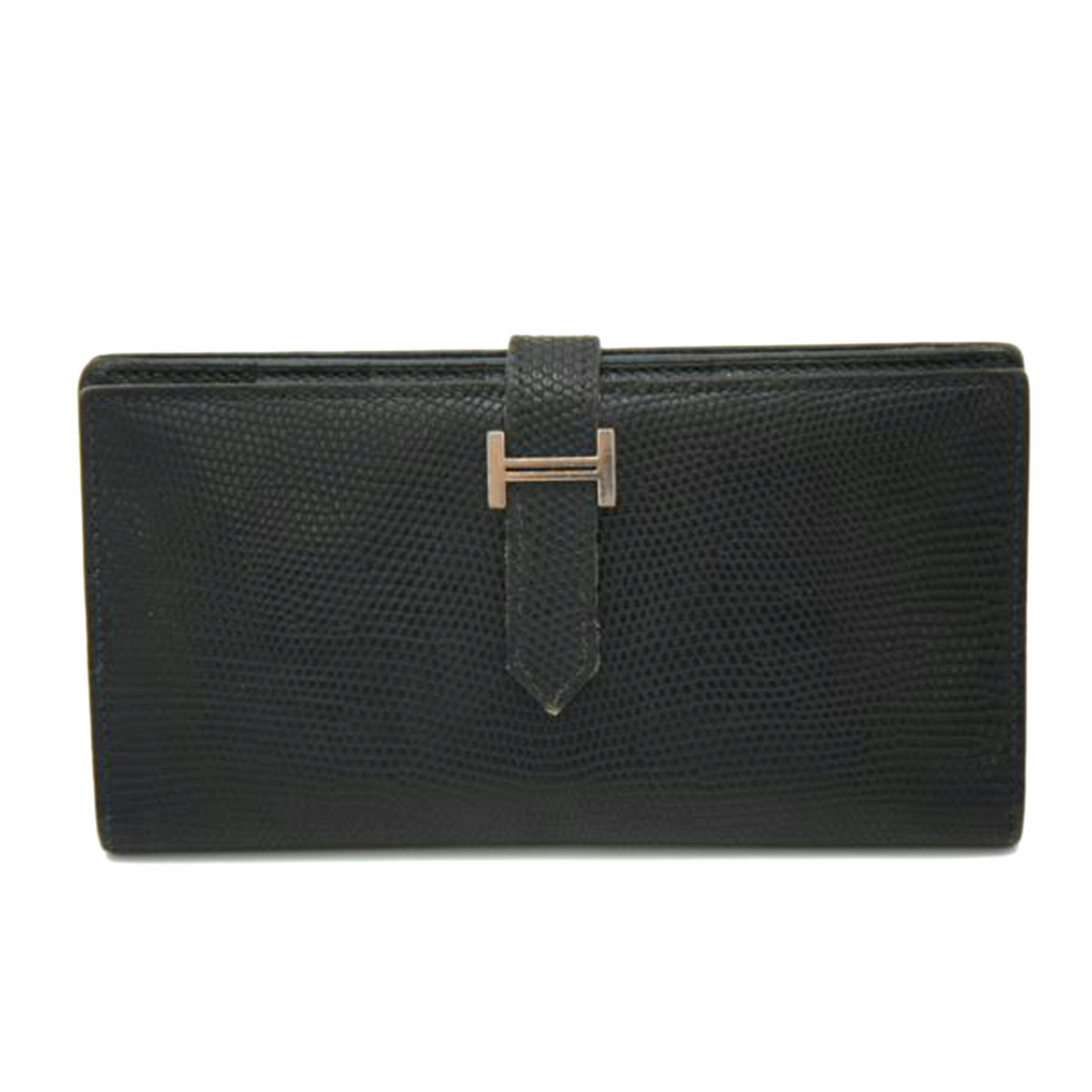 HERMES エルメス/ベアン/リザード/シルバー金具//□K/BCランク/75