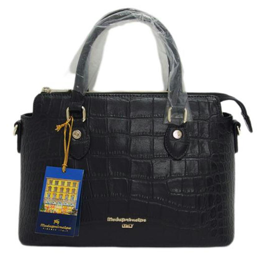 Moda Principe モーダプリンチペ/クロコ型押しレザー2WAYショルダーバッグ/ブラック//SAランク/04