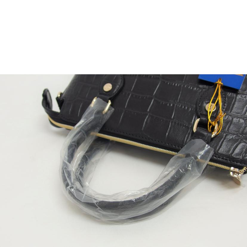 Moda Principe モーダプリンチペ/クロコ型押しレザー2WAYショルダーバッグ/ブラック//SAランク/04