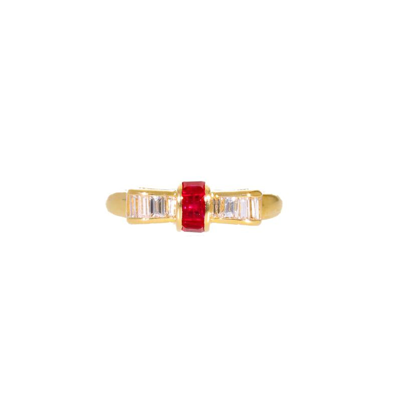 /K18ルビーダイヤリング0.47/D0.45ct //ABランク/75