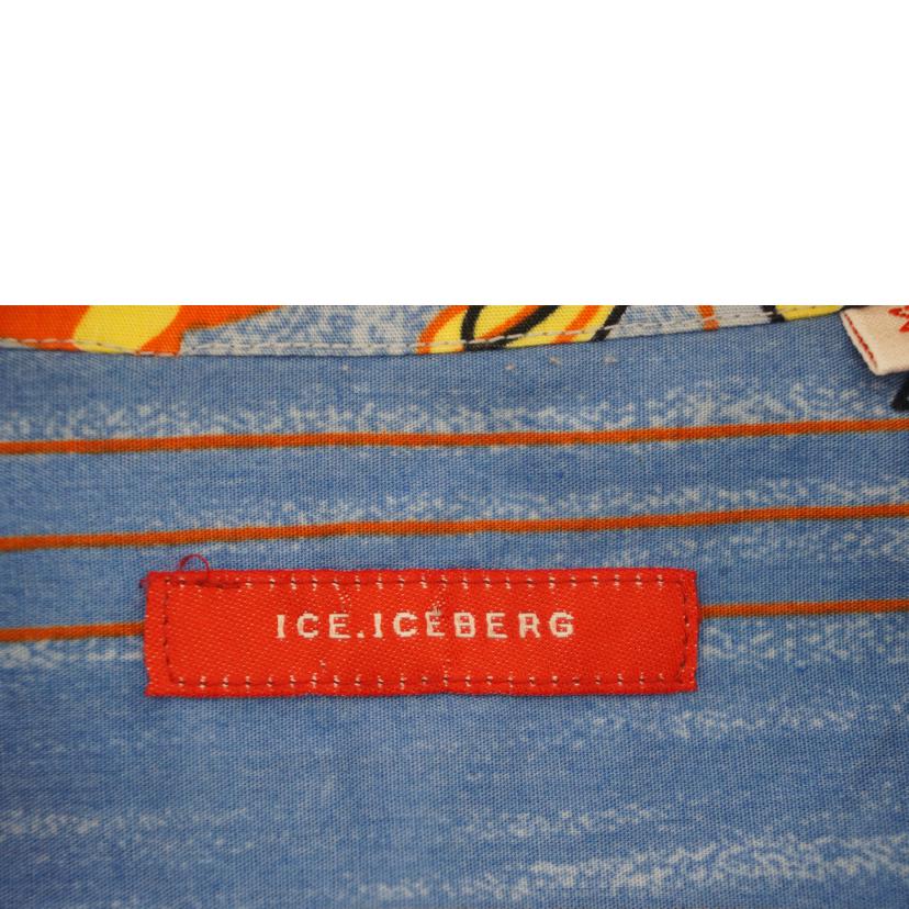 ICEBERG アイスバーグxディズニー/総柄ドナルドダック オープンカラーシャツ WHT/BLU/ORG/6388M//321-88116/ABランク/09