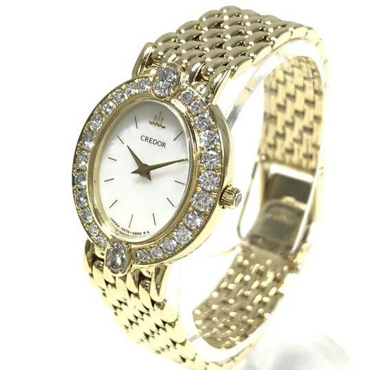SEIKO セイコー/クレドール K18無垢 ダイヤベゼル シェル文字盤/4N70-5030//120058/ABランク/51