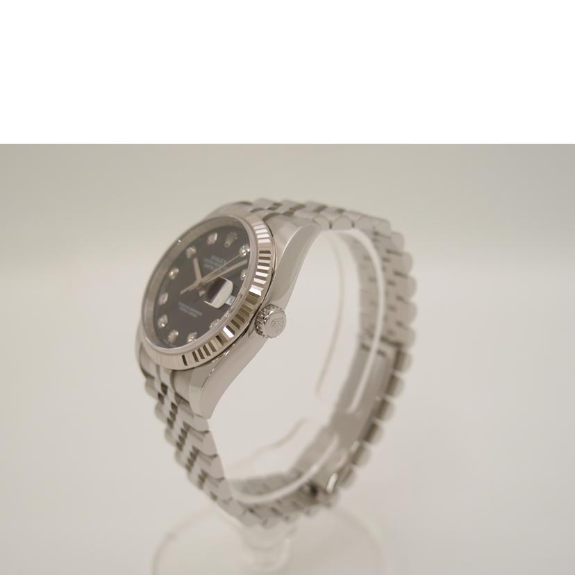 ROLEX ロレックス 腕時計 ランダムシリアル K18WG ステンレス ブラック メンズ/デイトジャスト・SS×WG/10P新ダイヤ/ランダム番/116234G//833E14R7/Aランク/69