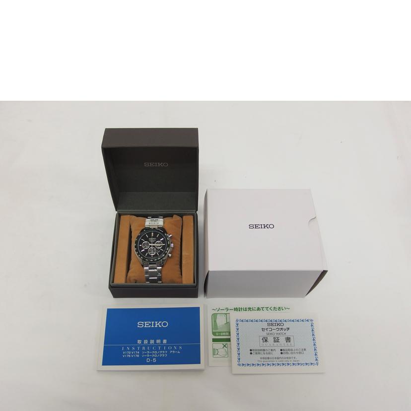 SEIKO セイコー/クロノグラフ/ブラック文字盤デイト/ソーラー/SBPY167(V175-0FA0)//231826/SAランク/04