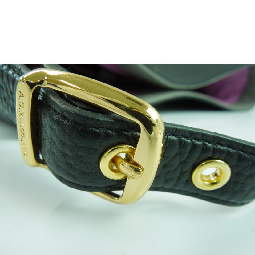 A.D.M.J エーディーエムジェー/レザーワンショルダーバッグ ポーチ付 ブラック//Aランク/83