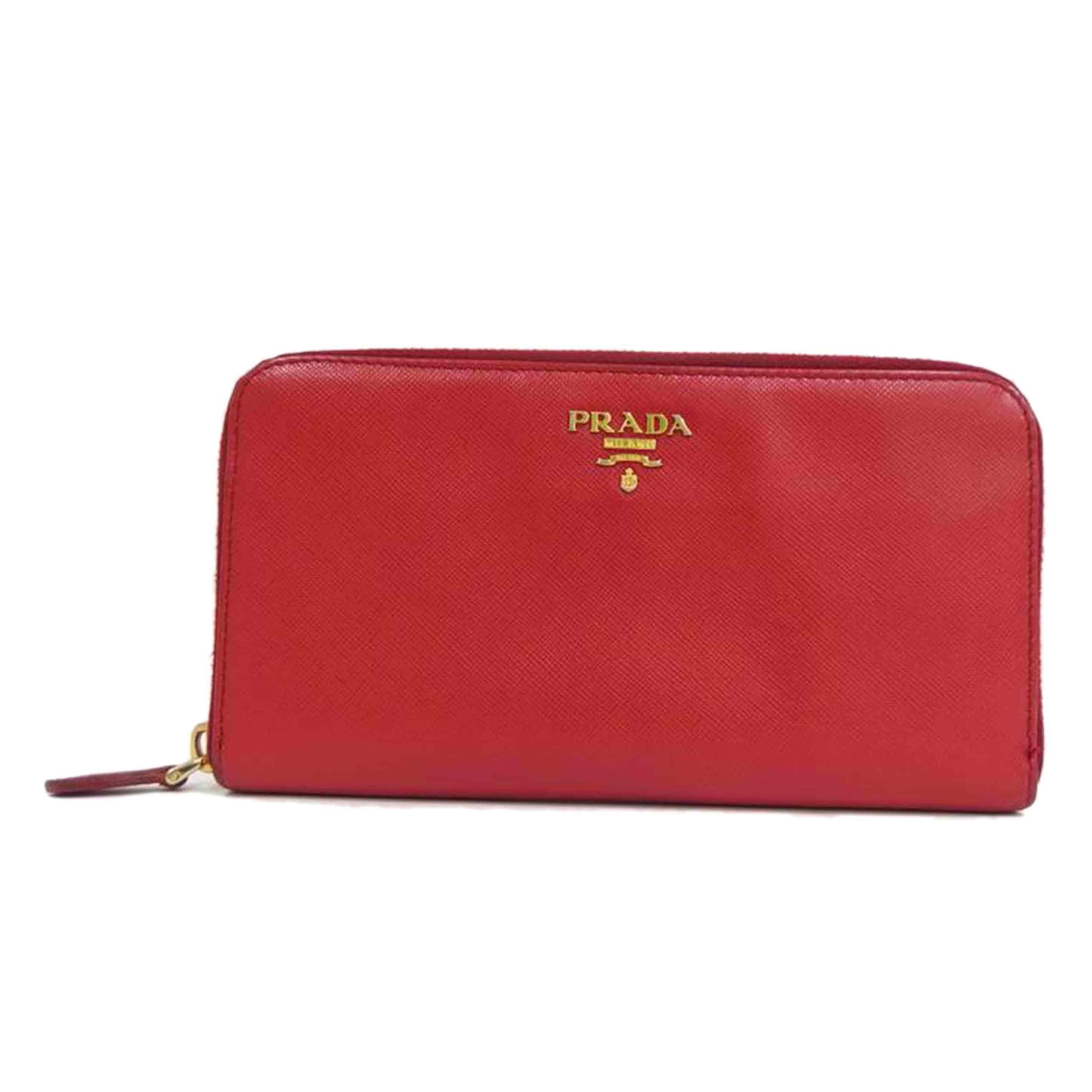PRADA プラダ/サフィアーノラウンドファスナー/赤//Bランク/82