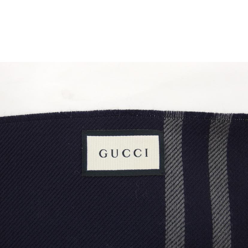 GUCCI グッチ/GG羊毛マフラー/ネイビー//ABランク/04