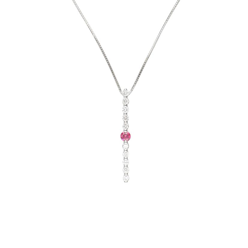 /K18WG Dネックレス0.12/0.30ct//Aランク/75