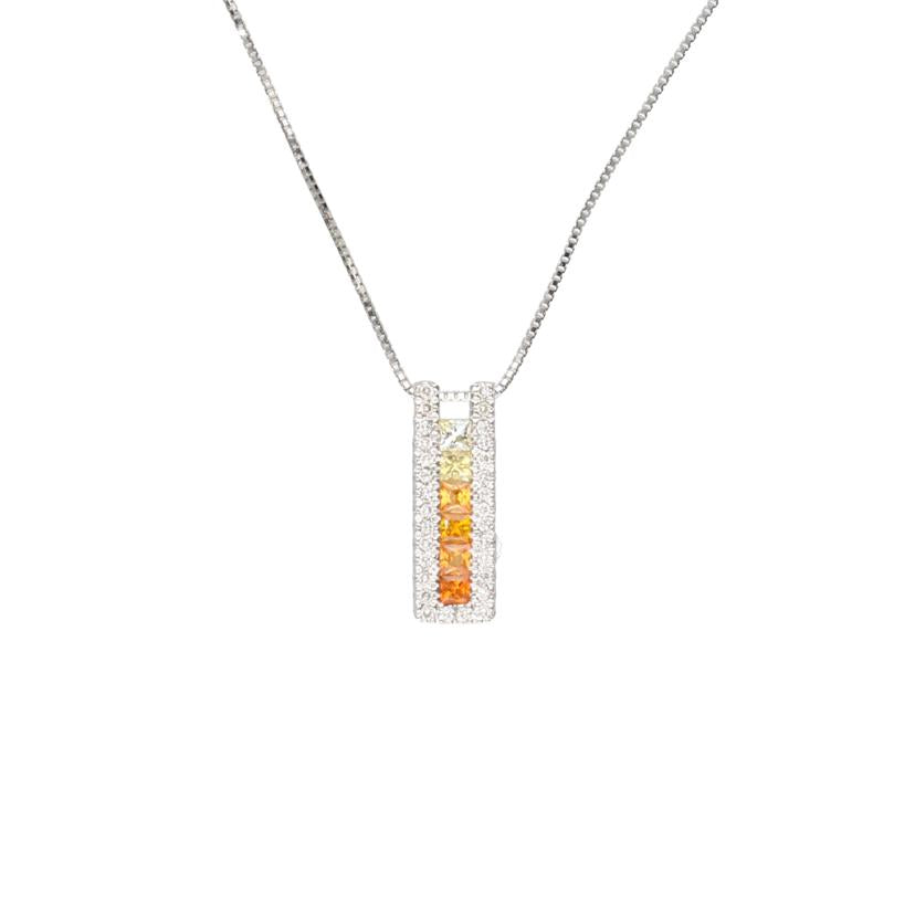 / K18WGサファイアダイヤネックレス0.75/D0.20ct//Aランク/75