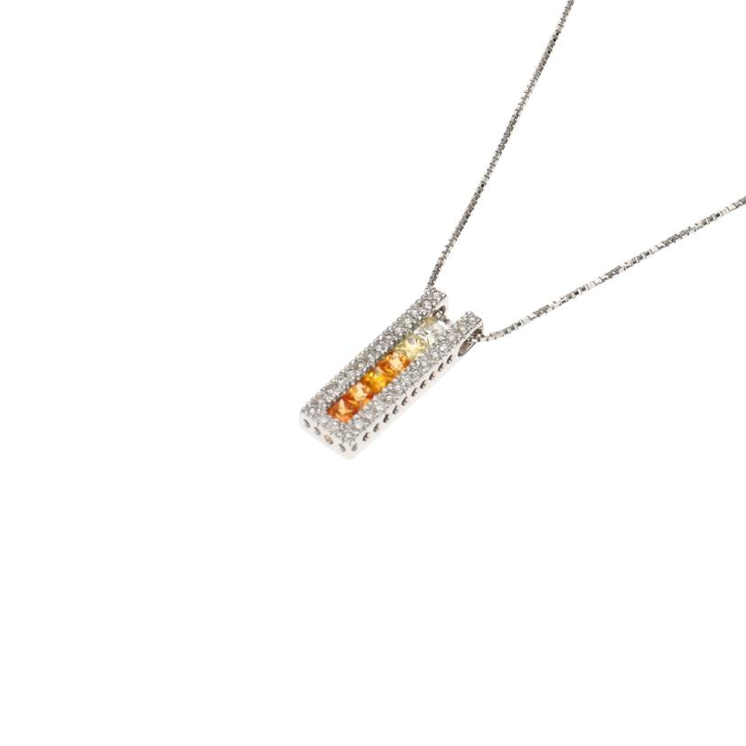 / K18WGサファイアダイヤネックレス0.75/D0.20ct//Aランク/75