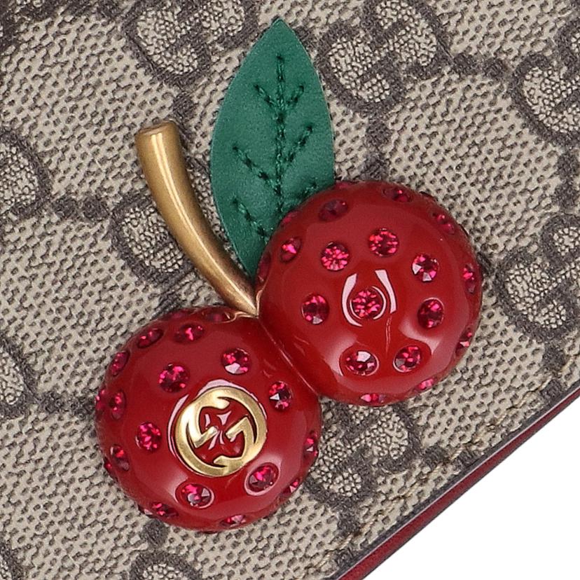 GUCCI グッチ/チェリー付きGGスプリームキャンバスカードケース/476050//525***/Aランク/09