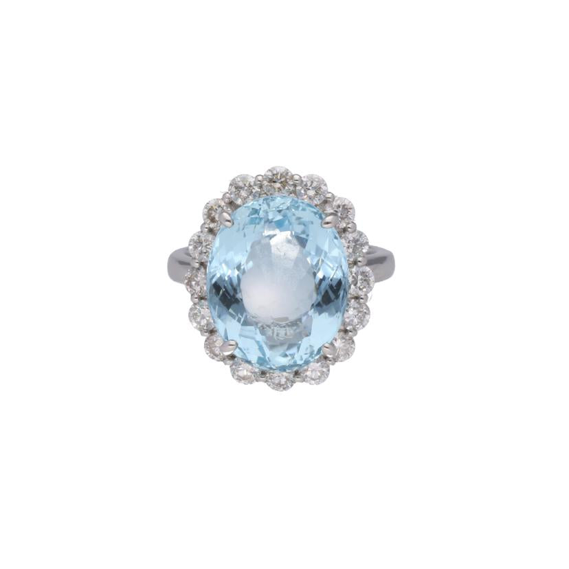 PT950 アクアマリンダイヤリング8.38/D1.18ct//Aランク/75
