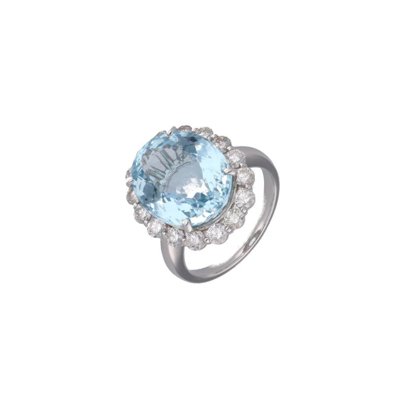 PT950 アクアマリンダイヤリング8.38/D1.18ct//Aランク/75