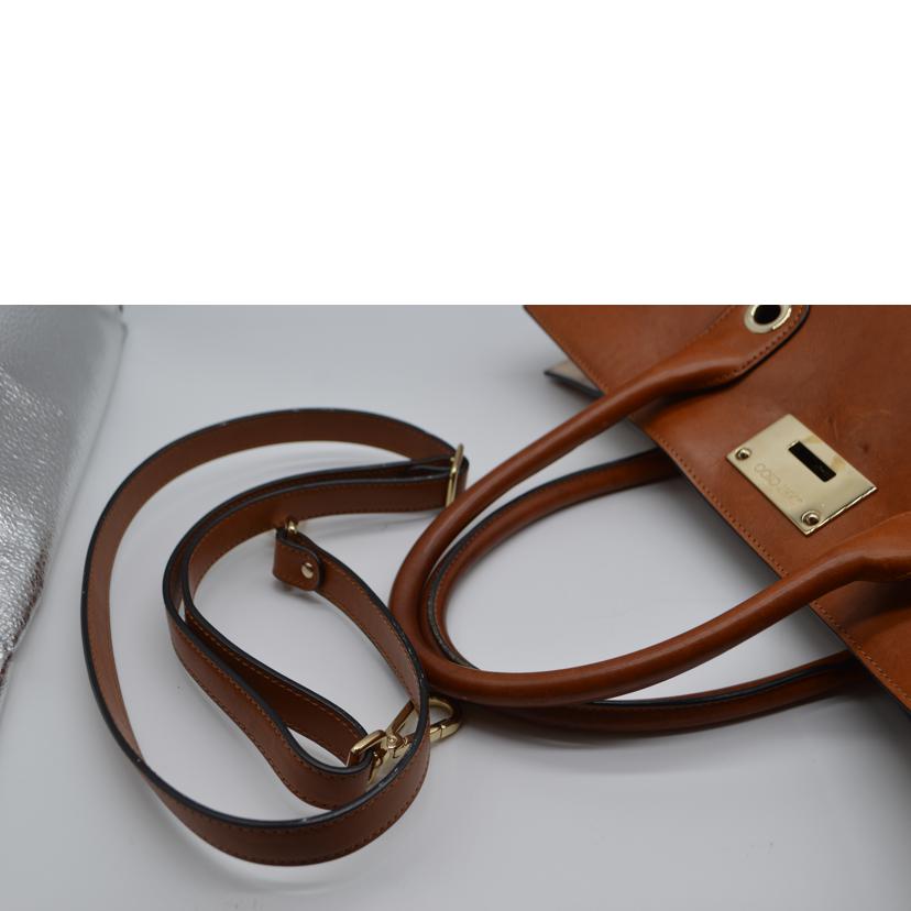 JIMMY CHOO ジミーチュウ/ライリー2wayレザーハンド/ブラウン//7MN***/Bランク/89