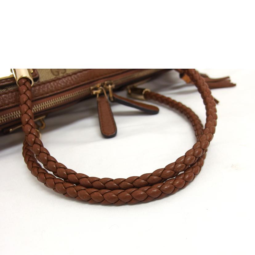 GUCCI グッチ レザー キャンバス ブラウン×ベージュ/ベラ/GGキャンバストートバッグ/282300//204***/ABランク/04