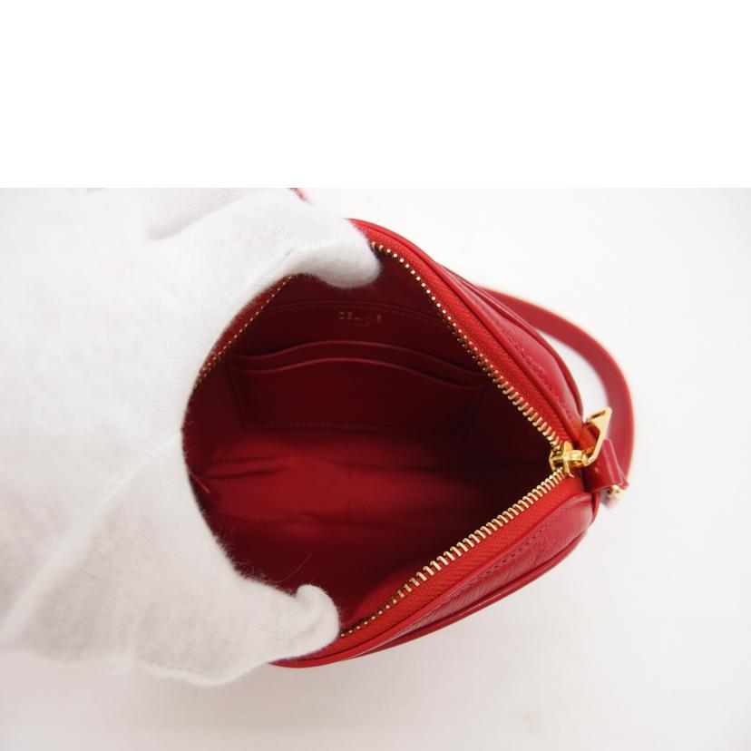 CELINE セリーヌ キルティングレザー ショルダーバッグ 肩掛けバッグ/Cチャーム スモールカメラバッグ/レッド/18836 //S・C******/Aランク/04