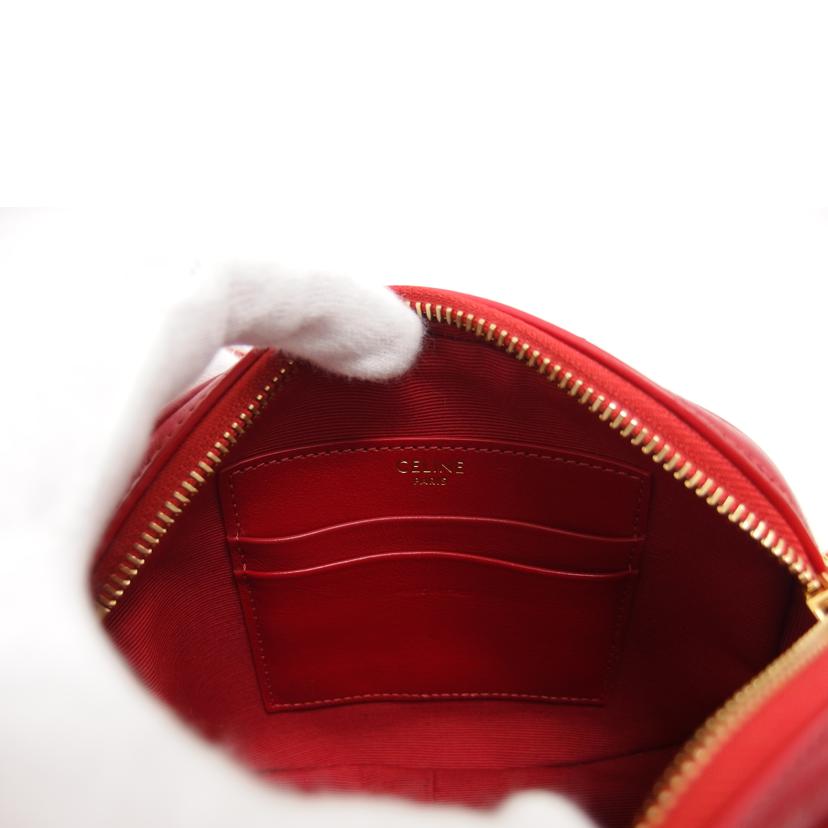 CELINE セリーヌ キルティングレザー ショルダーバッグ 肩掛けバッグ/Cチャーム スモールカメラバッグ/レッド/18836 //S・C******/Aランク/04
