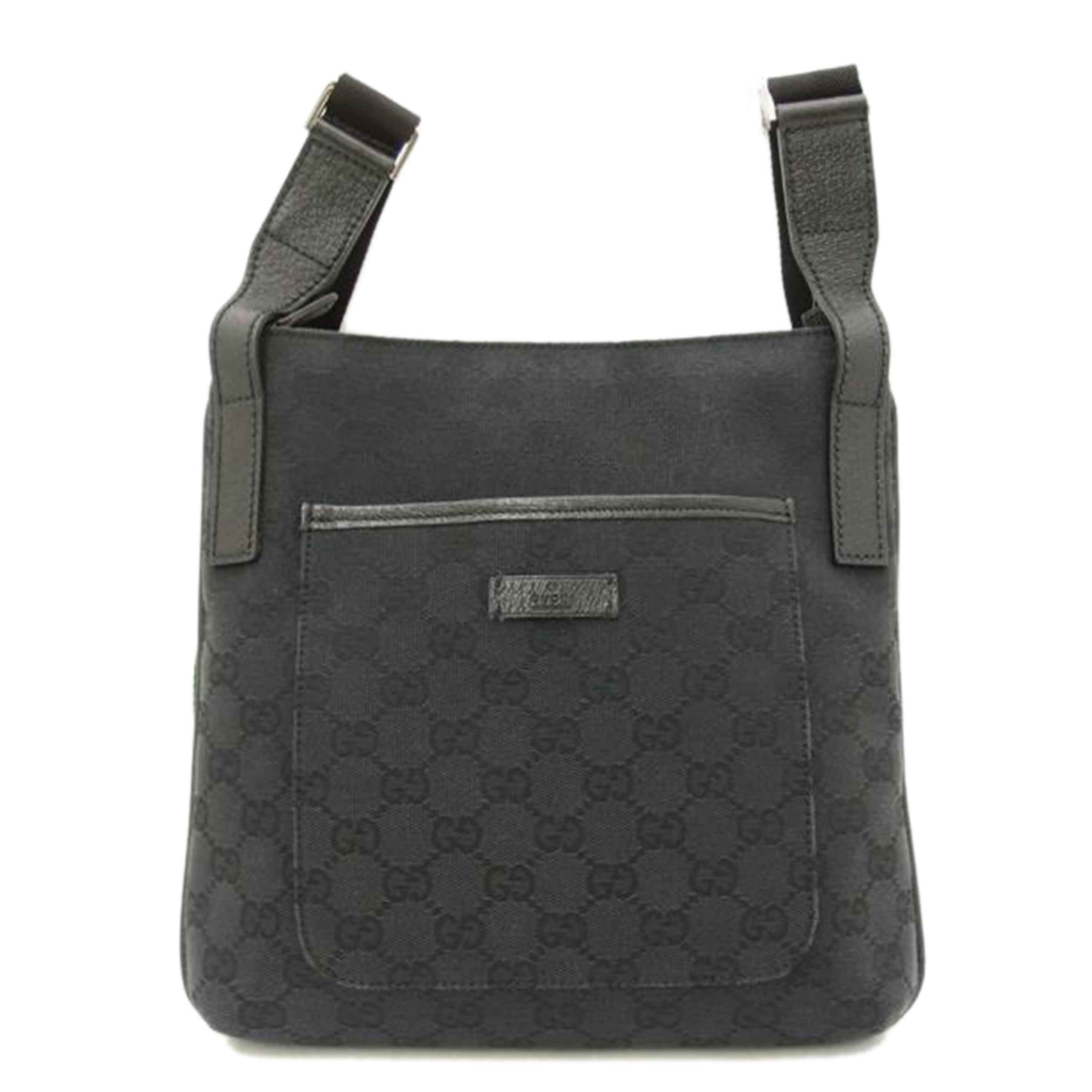 GUCCI グッチ 黒 斜め掛け 肩掛け レディース メンズ/GGキャンバスショルダー/ブラック/122793//467***/Aランク/69