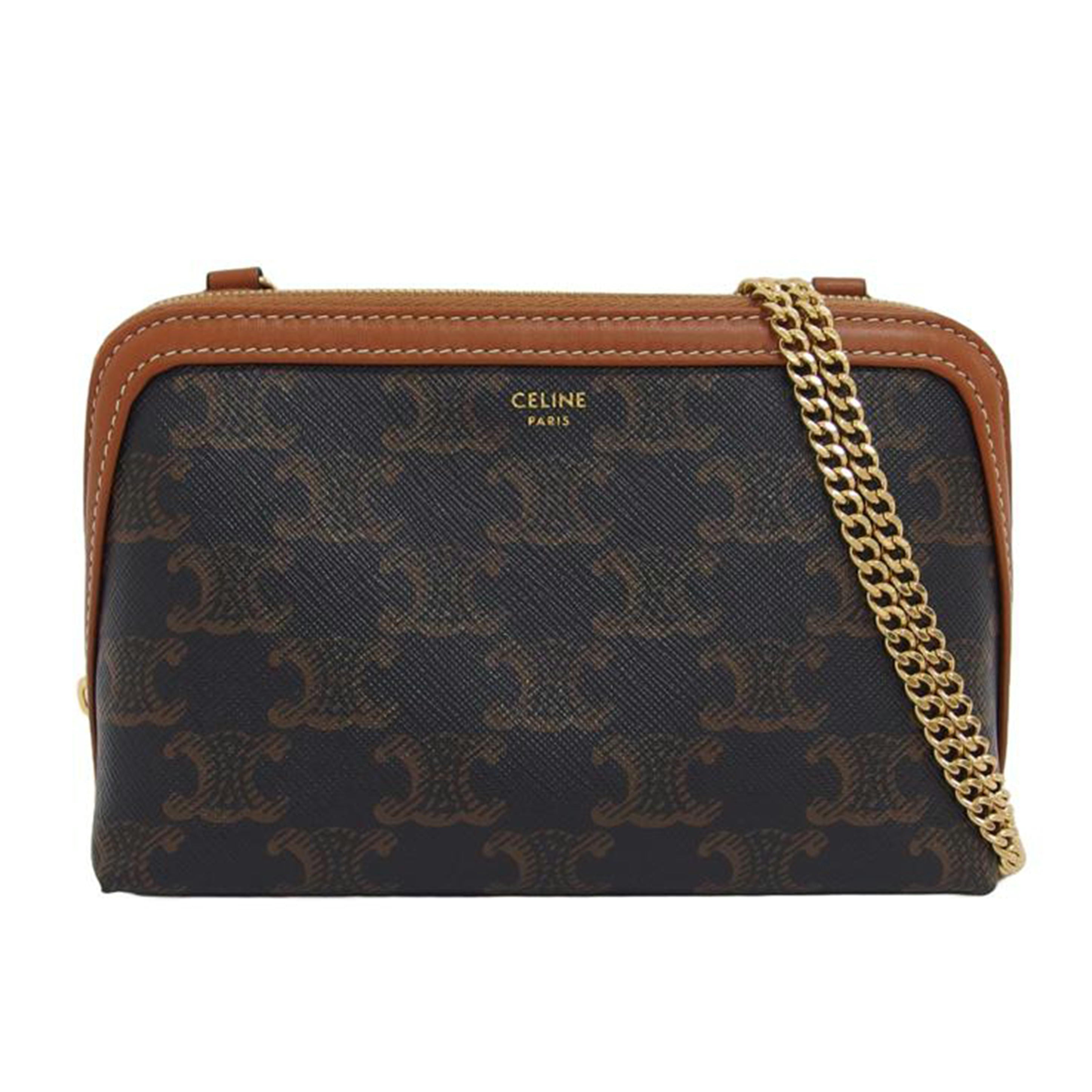 CELINE セリーヌ ポシェット 肩掛けバッグ/トリオンフチェーンショルダーバッグ/ブラウン//S・S******/Aランク/04