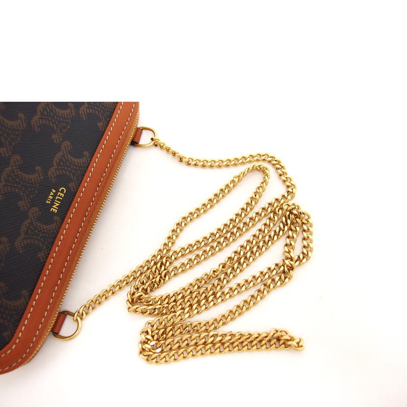 CELINE セリーヌ ポシェット 肩掛けバッグ/トリオンフチェーンショルダーバッグ/ブラウン//S・S******/Aランク/04