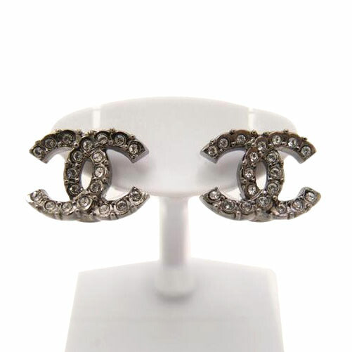 CHANEL シャネル 2021年製 アクセサリー ガンメタル/ココマーク・ラインストーンピアス//C21 K/SAランク/69