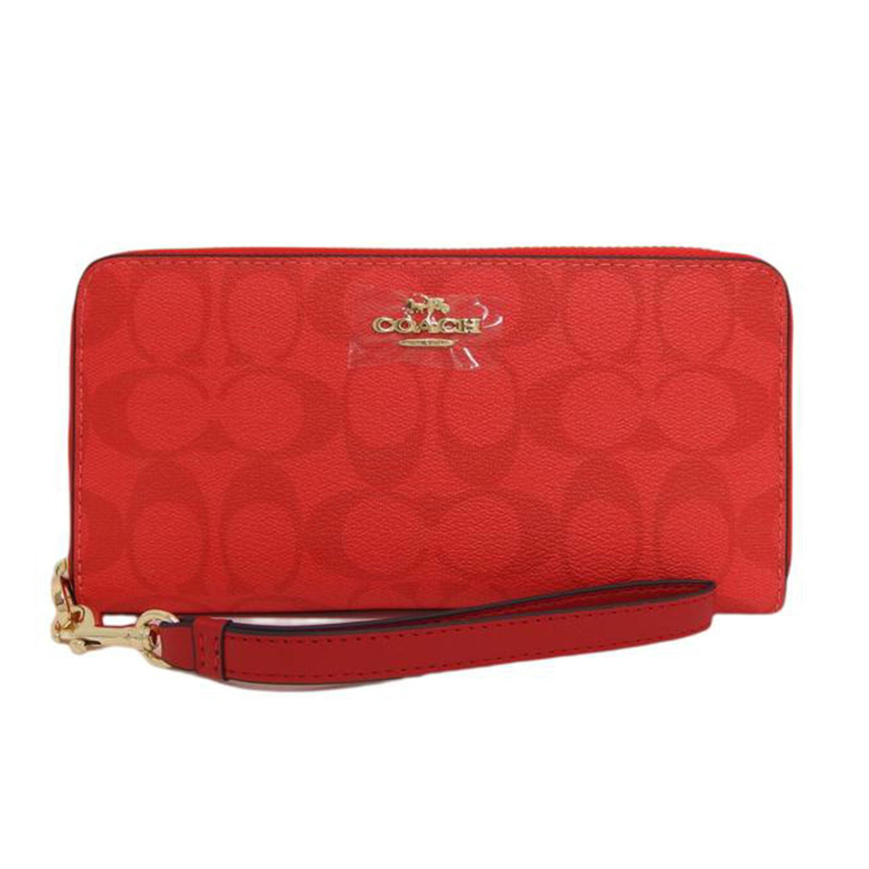 COACH コーチ/PVCシグネチャー/ラウンドファスナー長財布/レッド/C4452//A2181/Sランク/04