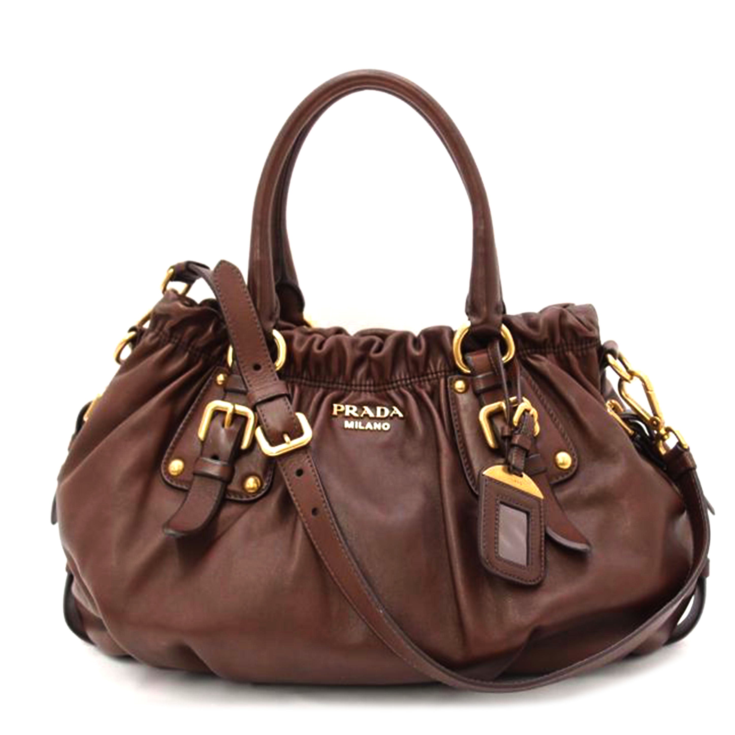 PRADA プラダ ハンドバッグ ショルダー 茶 レディース/レザー2wayハンド/ブラウン/BR4259//110/ABランク/69