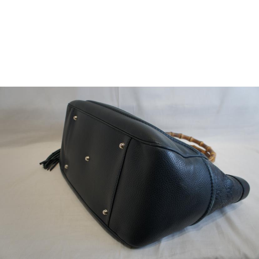GUCCI グッチ/グッチシマレザーバンブーハンドネイビー/246860//002053/Bランク/92