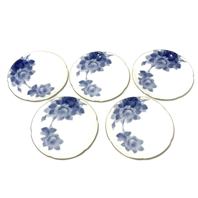 OHKURATOUEN 大倉陶園/ブルーローズ ゴールドラインプレート 銘々皿揃 5枚/8011//Sランク/51