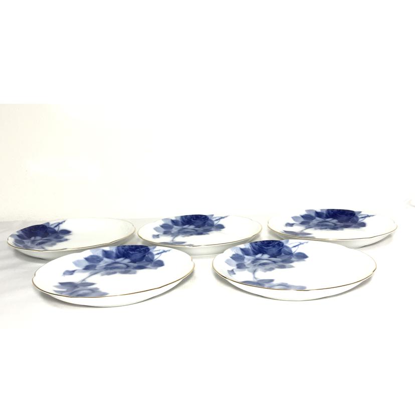 OHKURATOUEN 大倉陶園/ブルーローズ ゴールドラインプレート 銘々皿揃 5枚/8011//Sランク/51