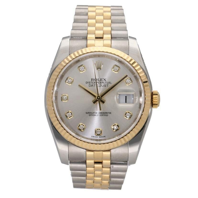 ROLEX ロレックス 腕時計 オーバーホール済 新品仕上済 ランダムルーレット K18YG コンビ /デイトジャスト・10P新ダイヤ/シルバー/ランダム番/116233G//4N1L7744/Aランク/75