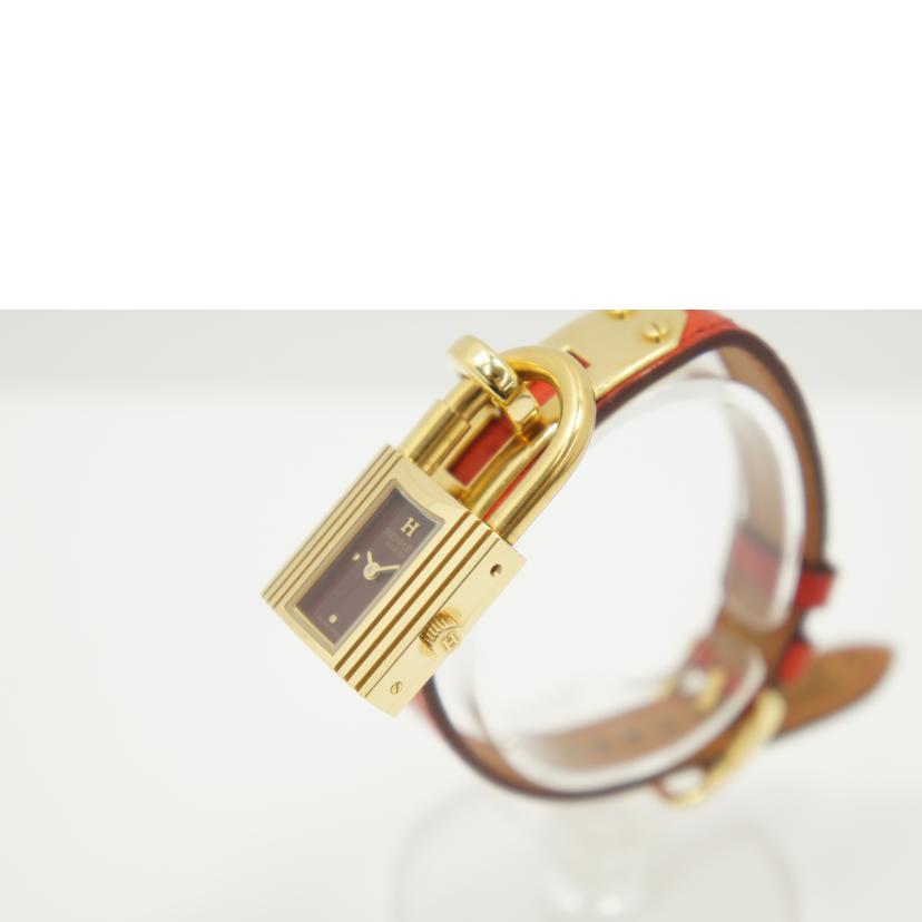 HERMES エルメス 腕時計 美品 1995年 ゴールドメッキ ワインレッド文字盤/ケリーウォッチ/レディース/クォーツ/KE1.201//733134/Aランク/75