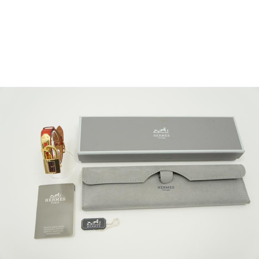 HERMES エルメス 腕時計 美品 1995年 ゴールドメッキ ワインレッド文字盤/ケリーウォッチ/レディース/クォーツ/KE1.201//733134/Aランク/75