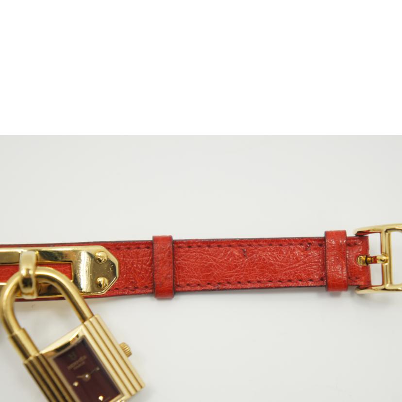 HERMES エルメス 腕時計 美品 1995年 ゴールドメッキ ワインレッド文字盤/ケリーウォッチ/レディース/クォーツ/KE1.201//733134/Aランク/75