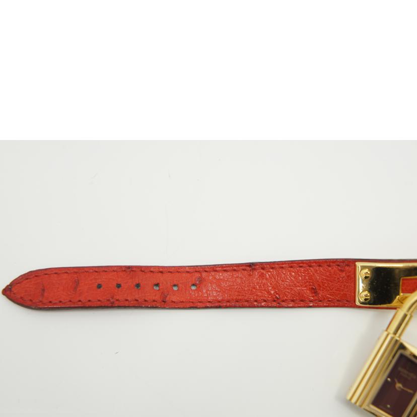 HERMES エルメス 腕時計 美品 1995年 ゴールドメッキ ワインレッド文字盤/ケリーウォッチ/レディース/クォーツ/KE1.201//733134/Aランク/75