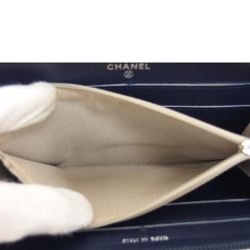 CHANEL シャネル/キャビアスキン/ココマークラウンドファスナー長財布/ネイビー//13684374/Bランク/04