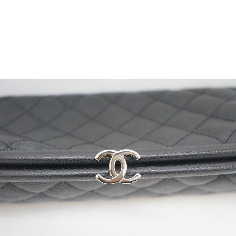 CHANEL シャネル/マトラッセキャビアスキン/がま口クラッチ/SV金具/A46430//11485224/SAランク/09