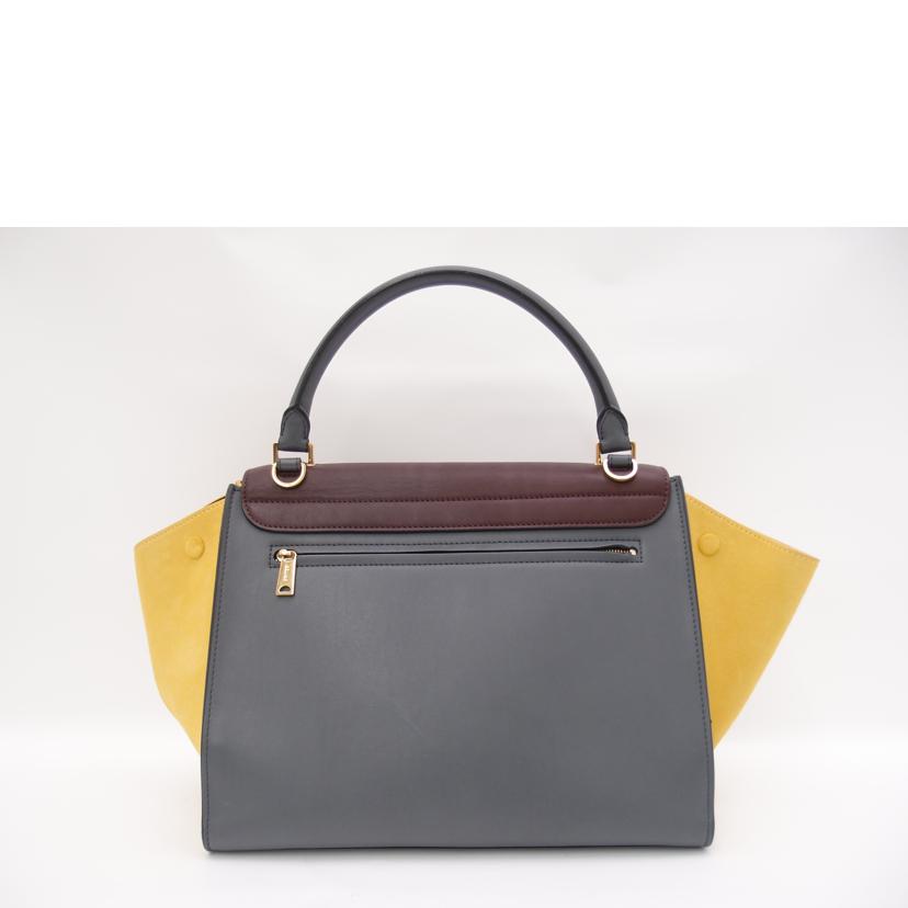 CELINE セリーヌ ハンドバッグ ショルダー 2way/トラペーズ・ミディアム/グレー×イエロー×ワインレッド/169543//F-SN-0142/Aランク/69