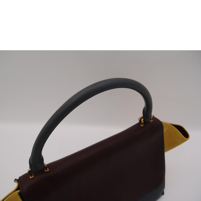 CELINE セリーヌ ハンドバッグ ショルダー 2way/トラペーズ・ミディアム/グレー×イエロー×ワインレッド/169543//F-SN-0142/Aランク/69