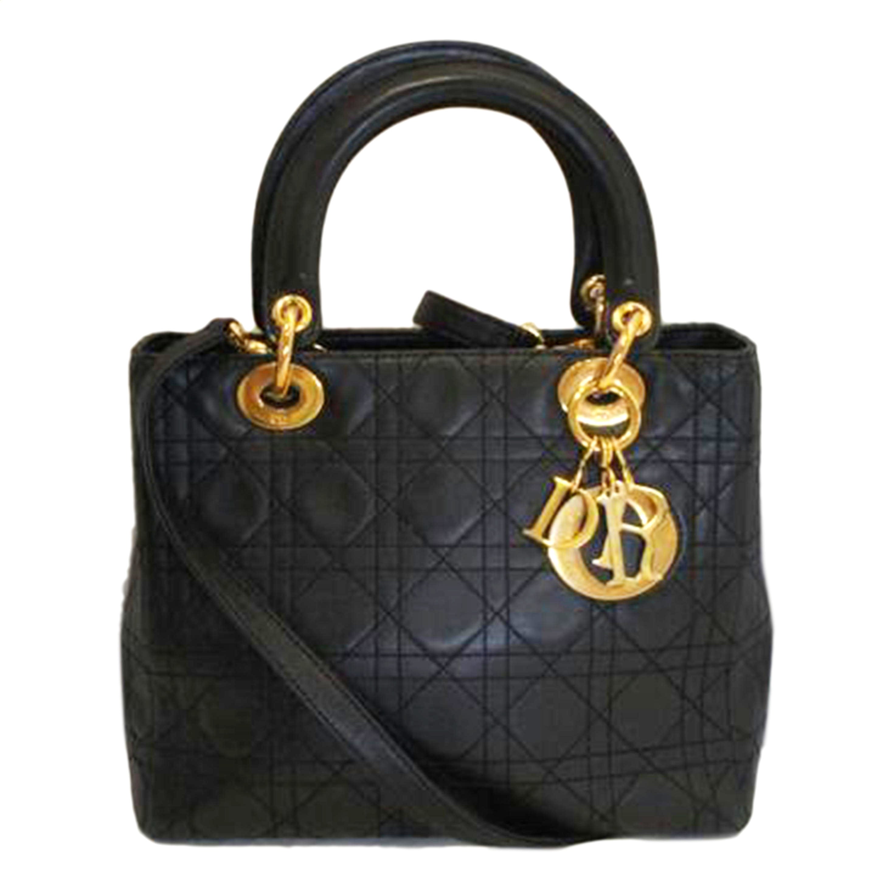 Christian Dior クリスチャンディオール/レディディオールミディアムカナージュラムスキンG金具2WAY//CA0997/Bランク/92