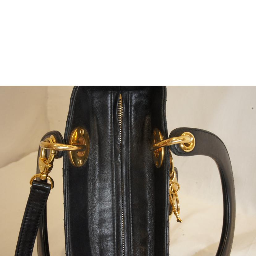 Christian Dior クリスチャンディオール/レディディオールミディアムカナージュラムスキンG金具2WAY//CA0997/Bランク/92