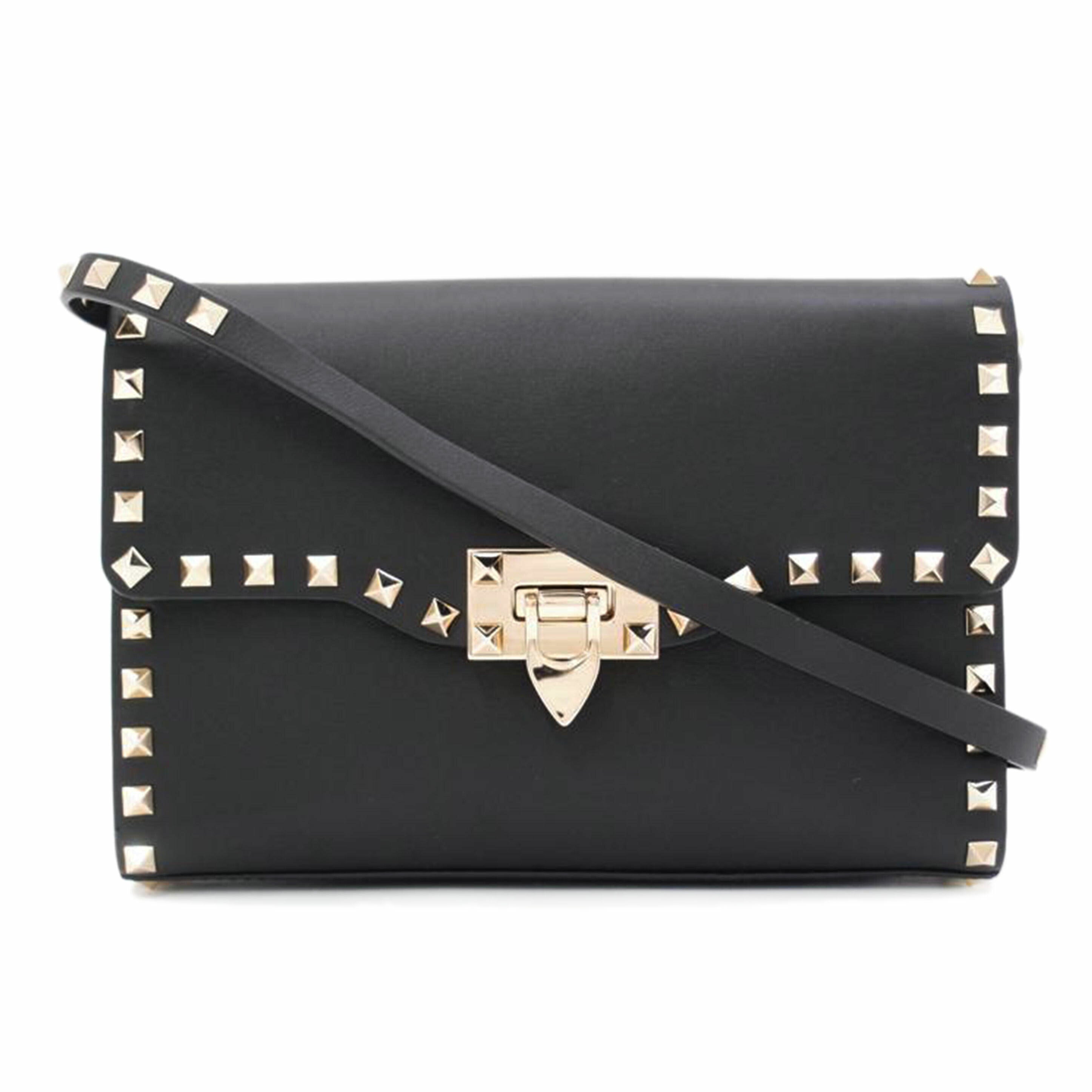 VALENTINO ヴァレンチノ・ガラヴァーニ ショルダーバッグ 斜め掛け レディース 黒/ロックスタッズ・レザーショルダー/ブラック/NW2B0181WCI //Aランク/69
