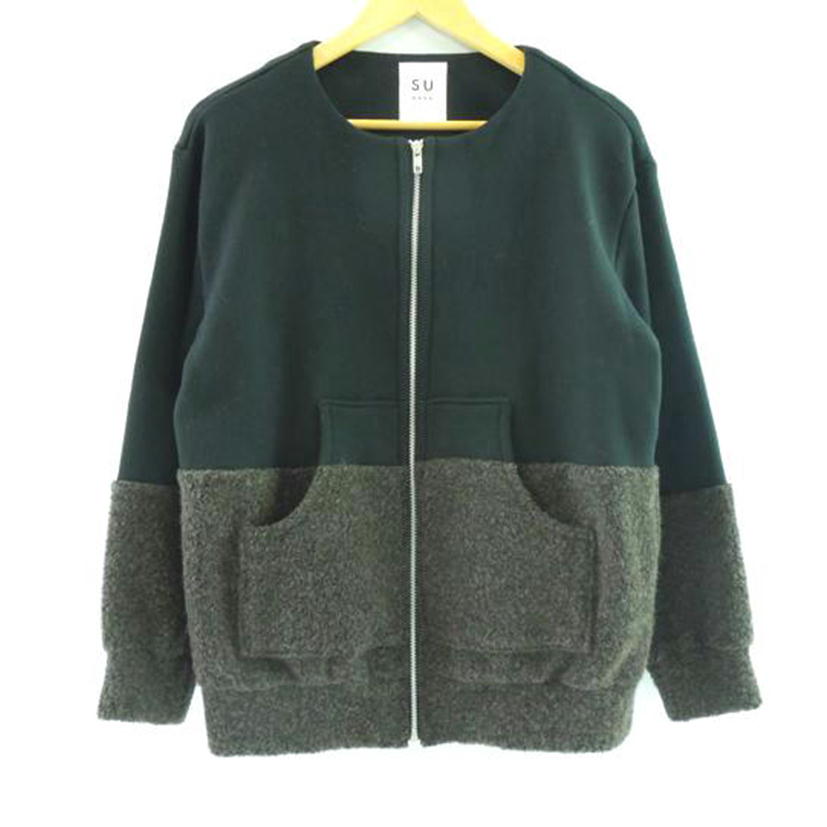 sunao kuwahara/sunao kuwahara ノーカラーブルゾン フルジップ ブラック/ブラウン サイズ2 /JO0202//Aランク/83