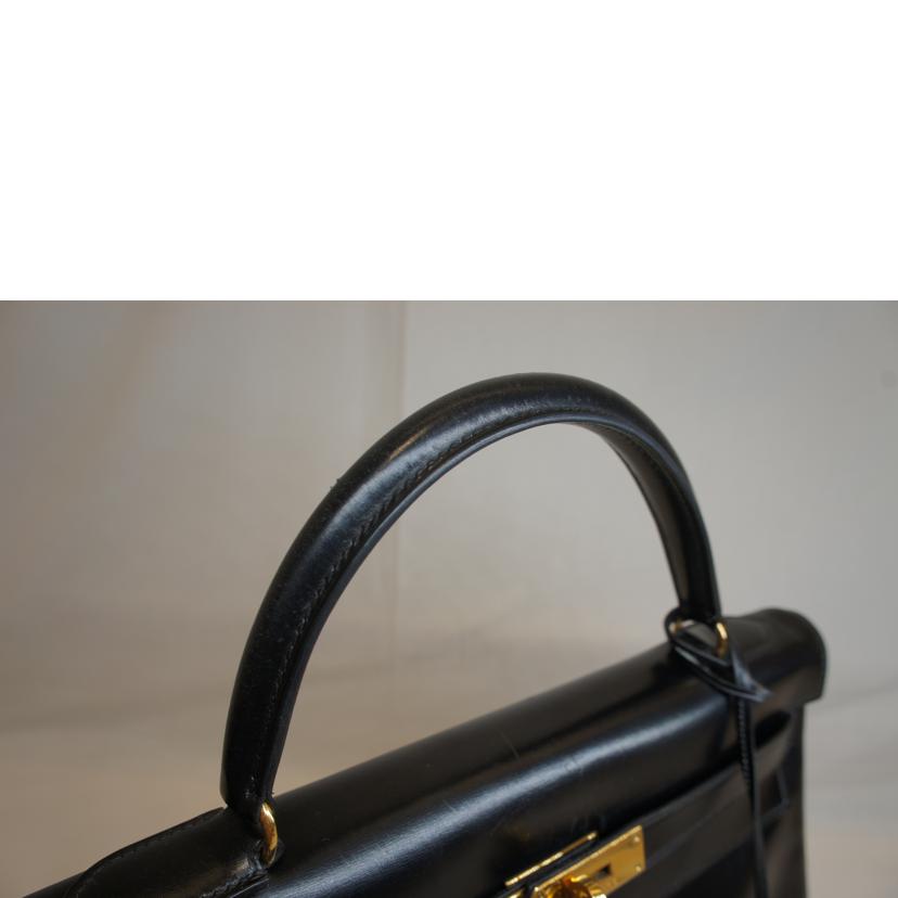 HERMES エルメス/ケリー32/ボックスカーフ/GD金具/黒//H ○K刻印/ABランク/92