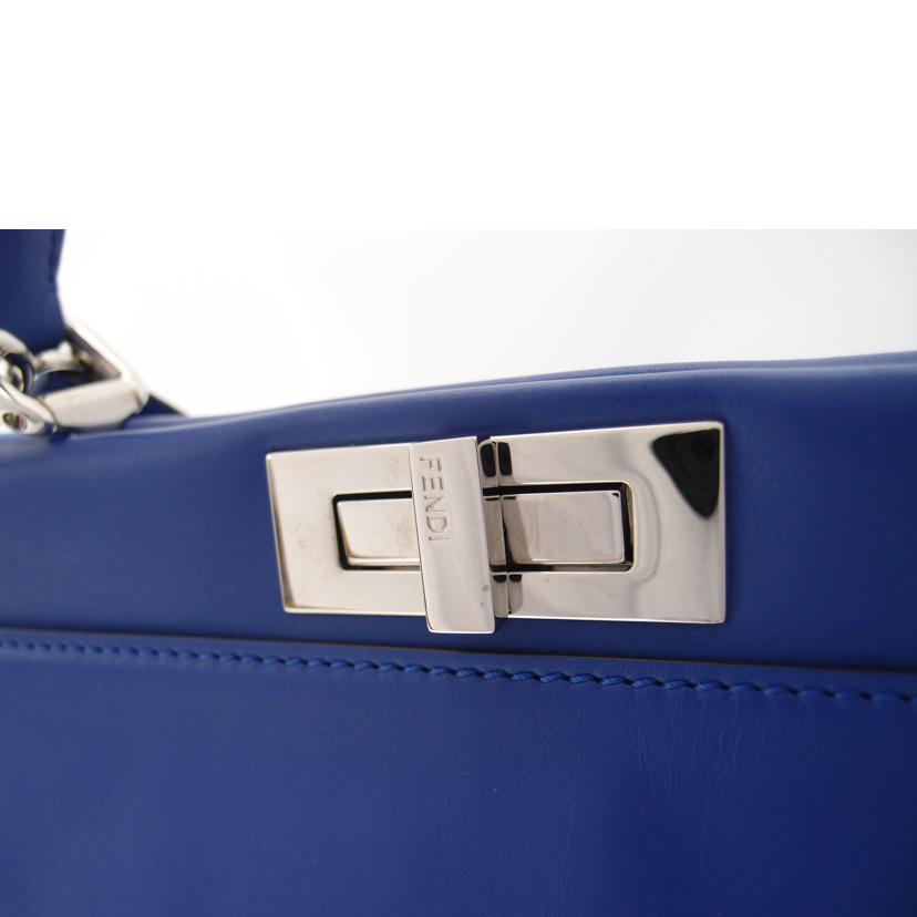 FENDI フェンディ 2way ショルダー ターンロック レザー /ピーカブー・モンスター/ブルー/8BN226//01465720/Aランク/69